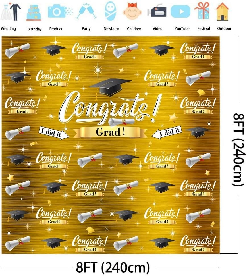 2023 Lofaris Graduation Backdrop Class of Shinning Star Congratulation 8x8ft