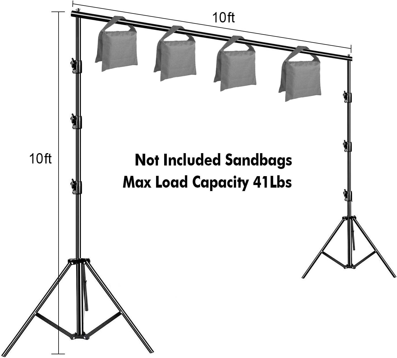 10 x 10Ft Photo Video Studio Heavy Duty Adjustable Muslin Backdrop Stand