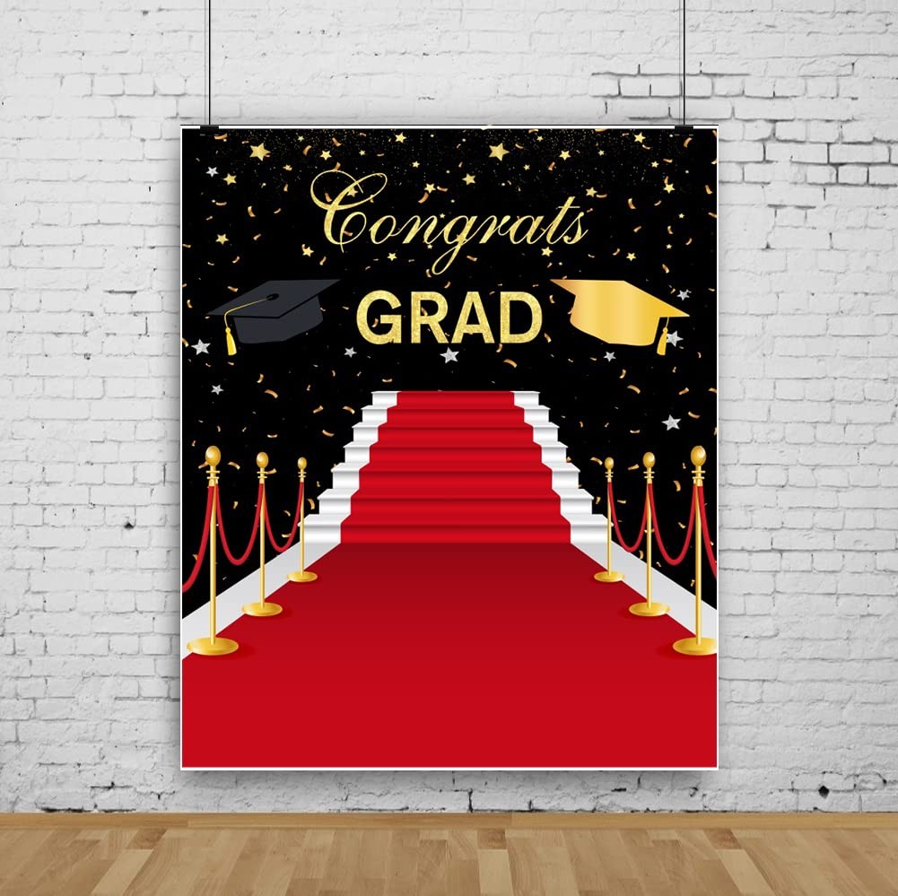 Red Carpet Graduation Backdrop 8x10ft Fabric 2025 Congrats Grad Prom