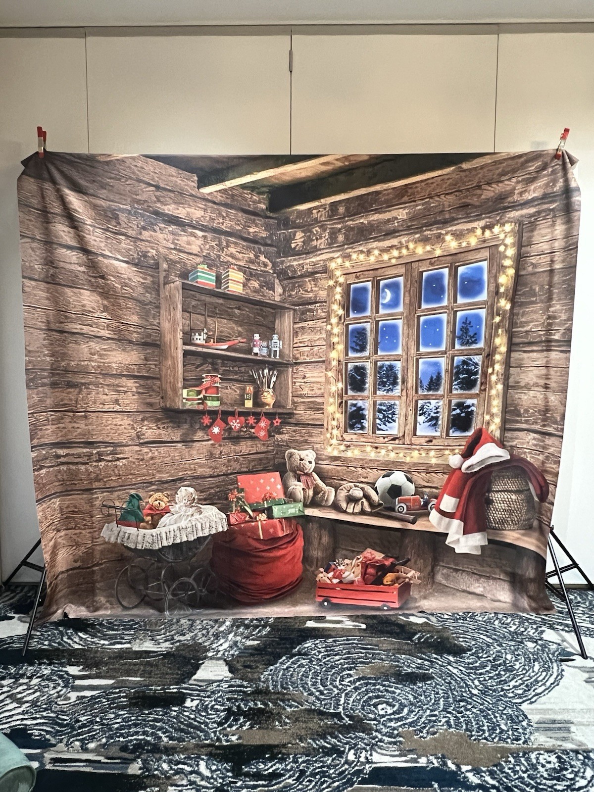 Old Saint Nick Night Backdrop Photography 10×10 Freedom cloth Christmas Cabin
