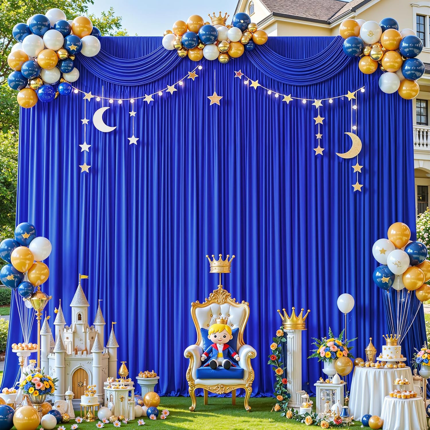 40Ft×12Ft Royal Blue Backdrop Curtain for Wedding Parties, Wrinkle Free Polyeste