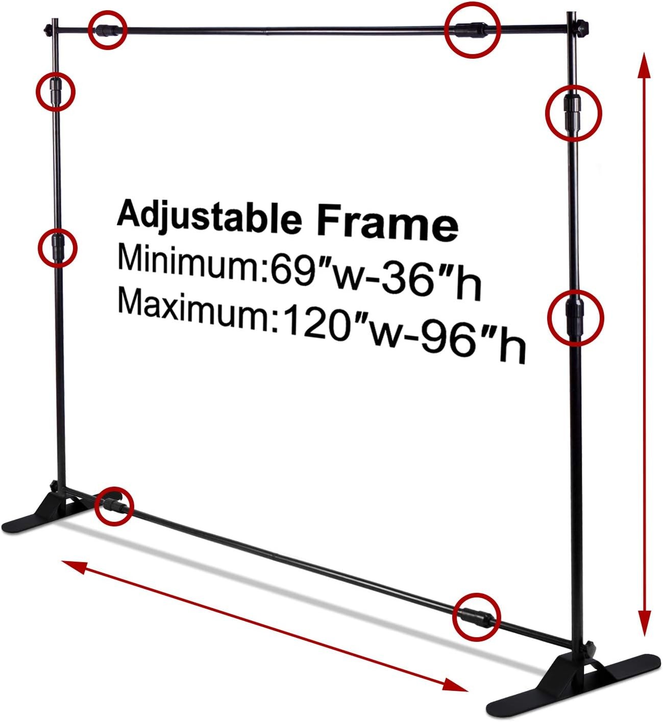 10 x 8 ft Heavy Duty Backdrop Banner Stand Kit Adjustable Photography Background