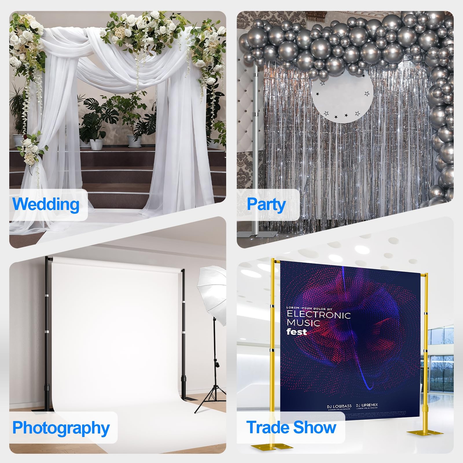 Pipe and Drape Backdrop Stand Kit, Heavy Duty Backdrop Stand 8.9ftx10ft, Adju…
