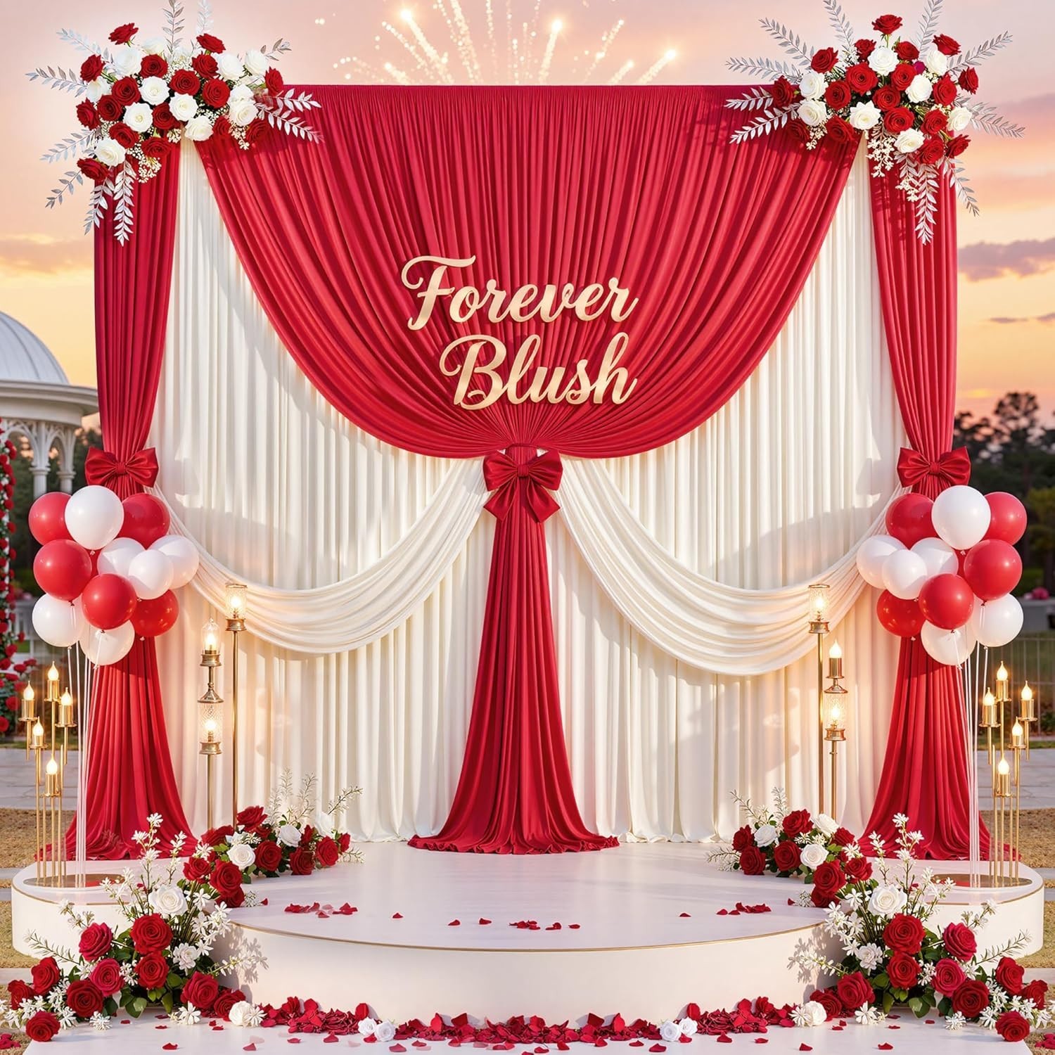 10ft x 8ft Wrinkle Free Red Backdrop Curtains for Parties, Polyester Photo Ba…