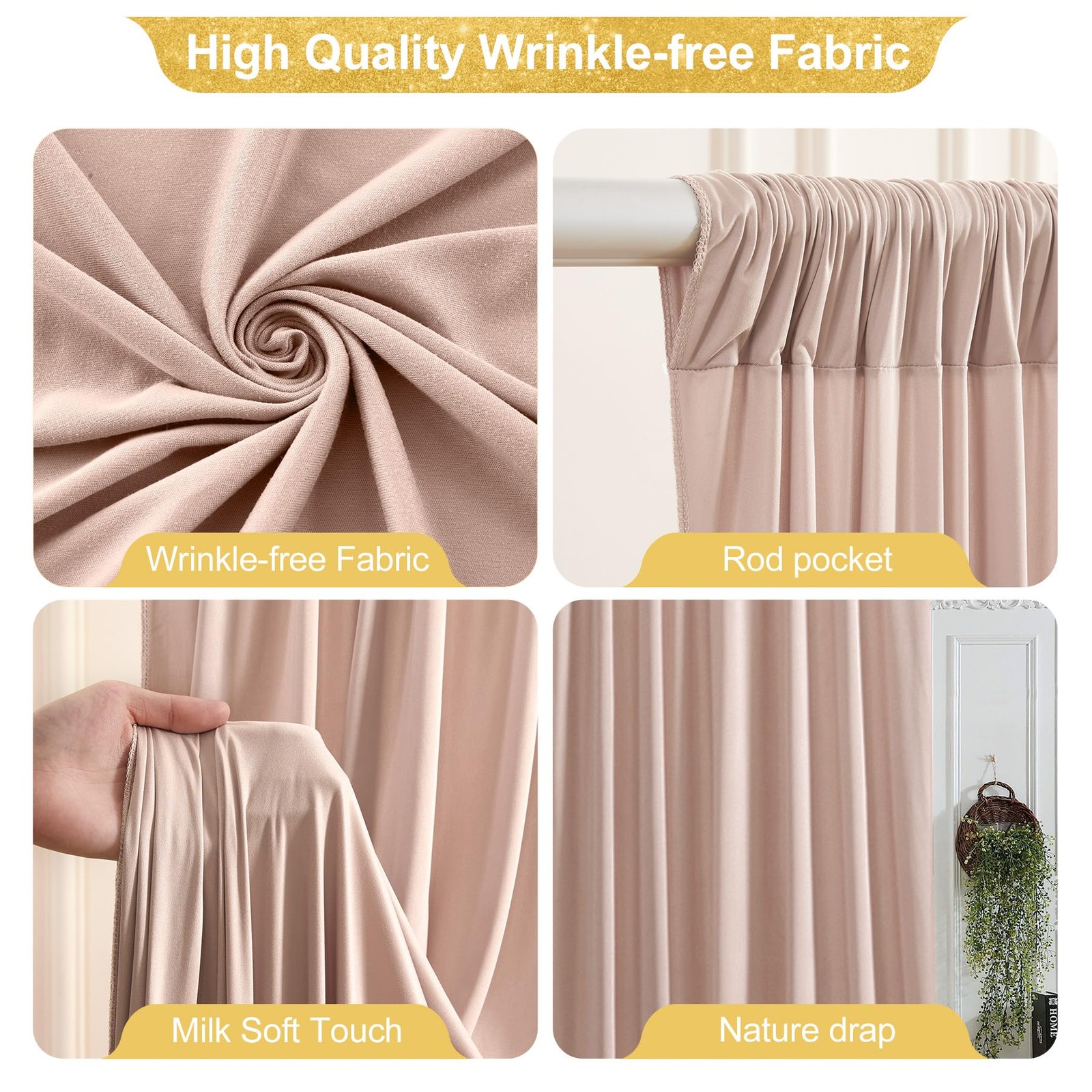 40x10FT Nude Backdrop Curtains for Wedding W4′ x H10′(10 Panels),