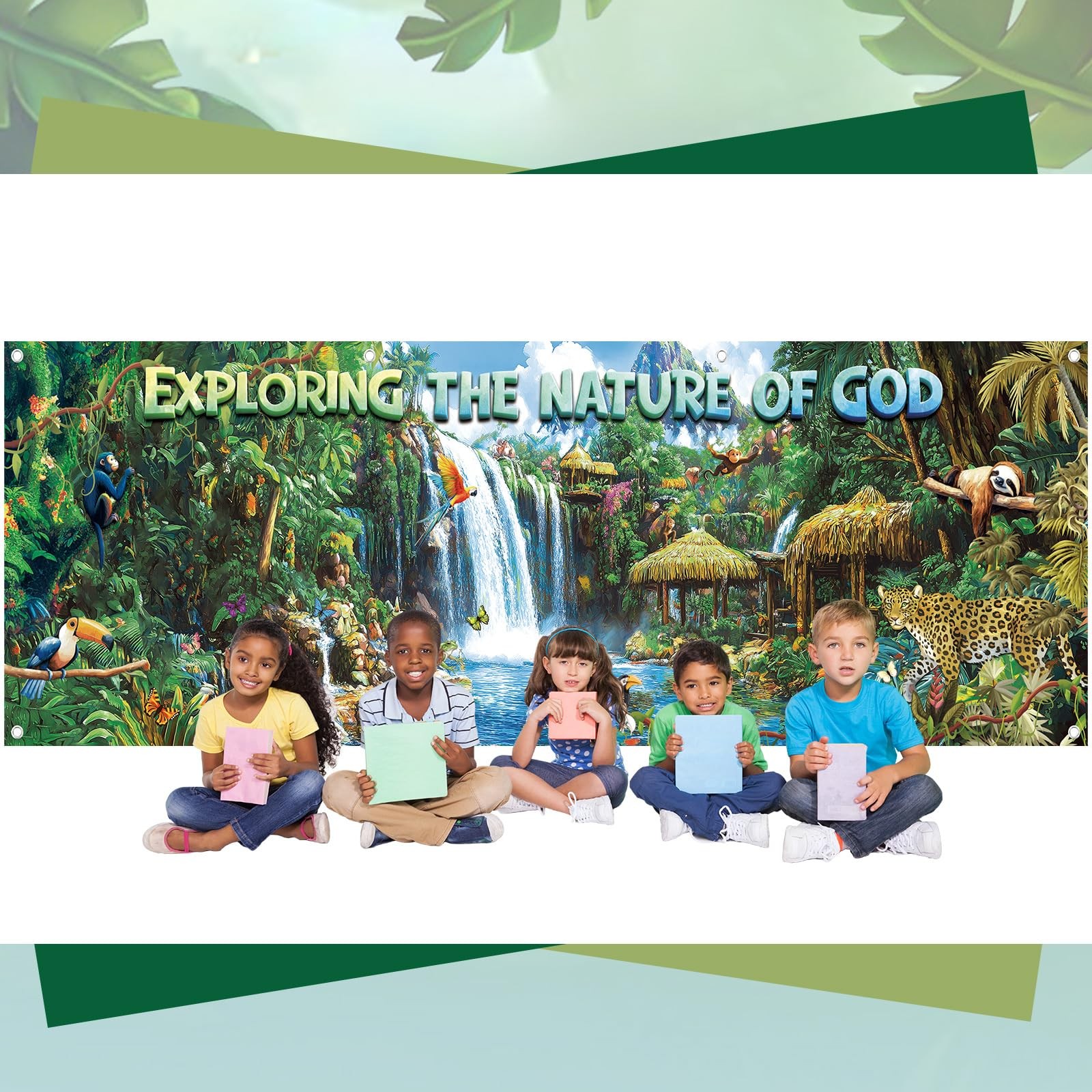18×6 ft VBS 2026 Bible Rainforest Waterfalls Background Vacation Bible School…