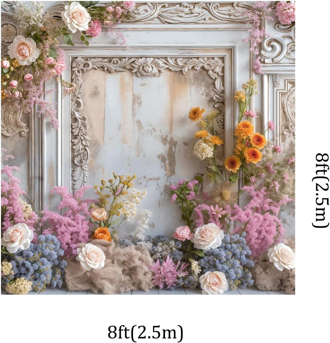 8X8Ft Frame Style Retro Wall Wedding Portrait Photography Backdrops Colorful Fre