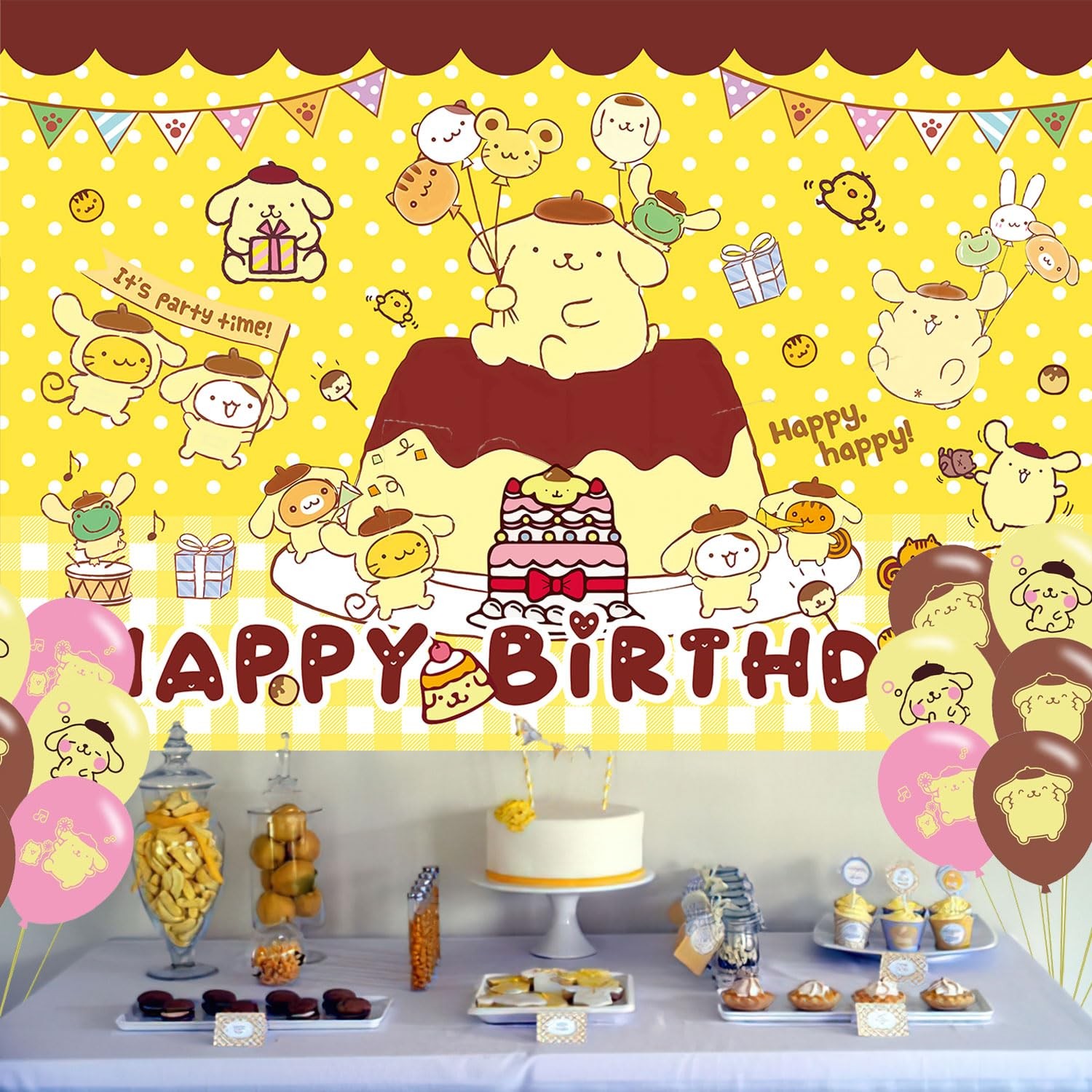 Cartoon Dog Birthday Party Decoration,Kawaii Party Photo Background 5 x 3 FT …
