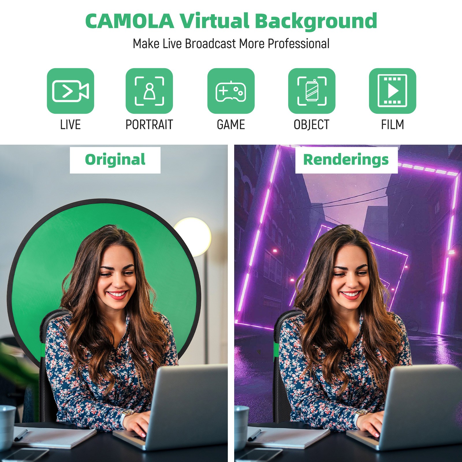 Portable Circular Backdrop Green Screen Photography Background For Photo Video