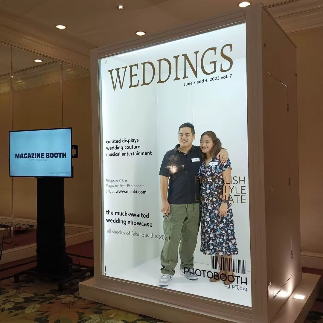 Magazine Photo Booth Box Wedding Photography Background with LED Light for Party