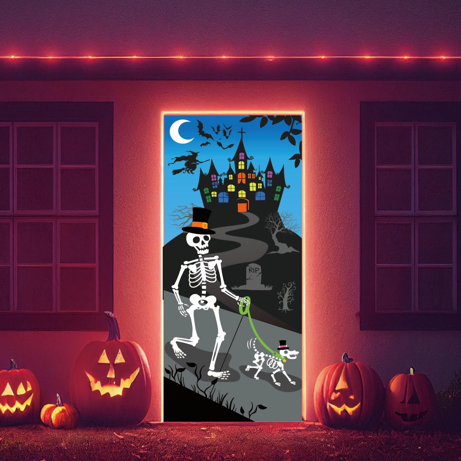 Halloween Door Cover Poster Party Supplies Front Door Sign Banner Holiday Decor