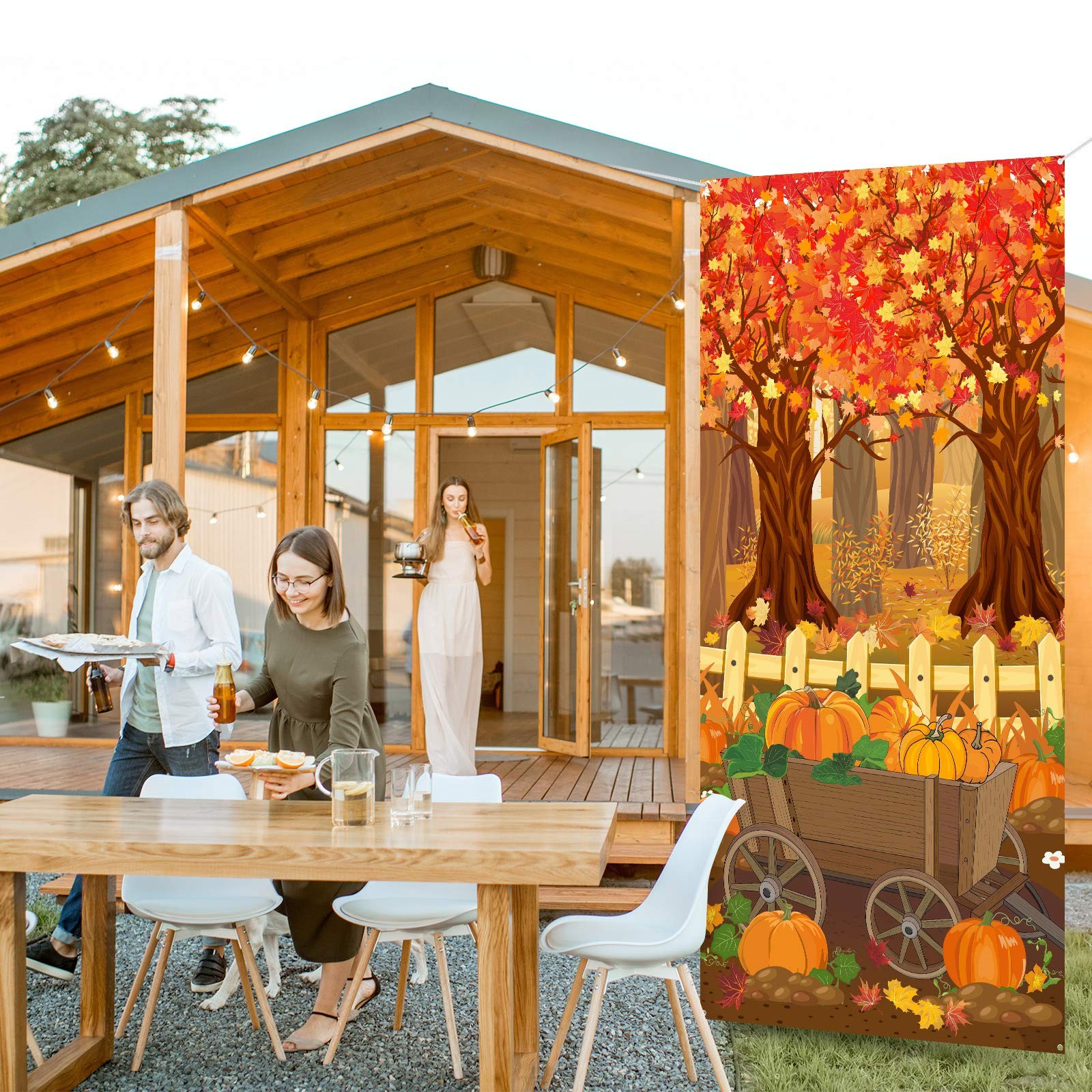 Thanksgiving Decoration Photo Backdrop Fall 6 x 3 foot, as the picture shown