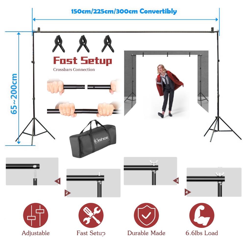 Backdrop Stand 10ft Adjustable Background Stand for Birthday Party Photoshoot