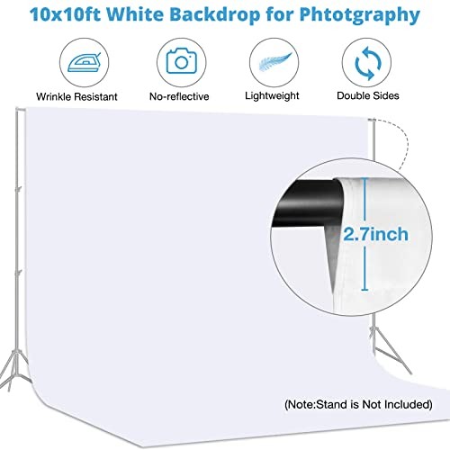 Aimosen 10×10 FT White Backdrop Background for Photography, 10 X 10 FT,