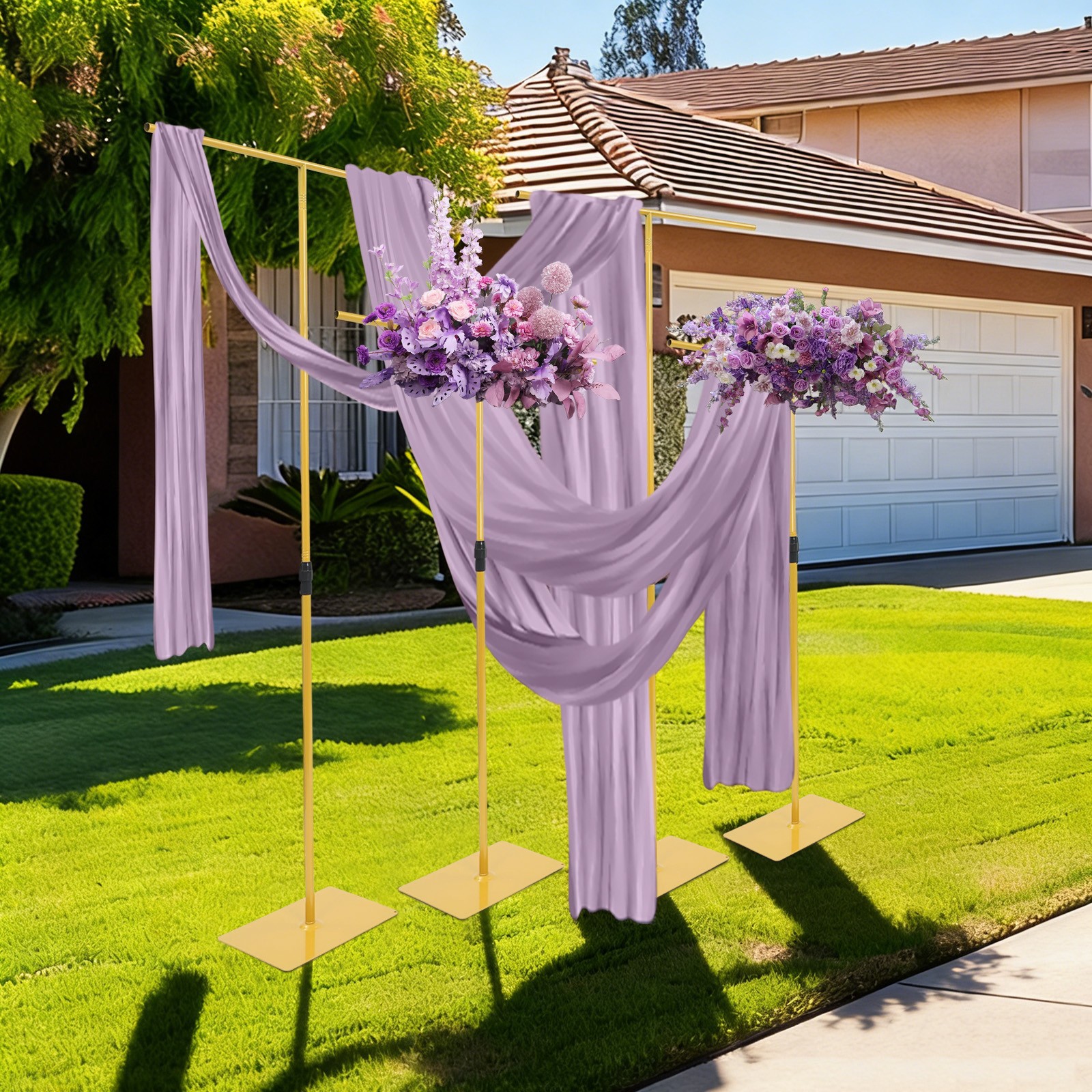 4 Pcs Wedding Backdrop Stands, Adjustable Height Backdrop Stands For Wedding
