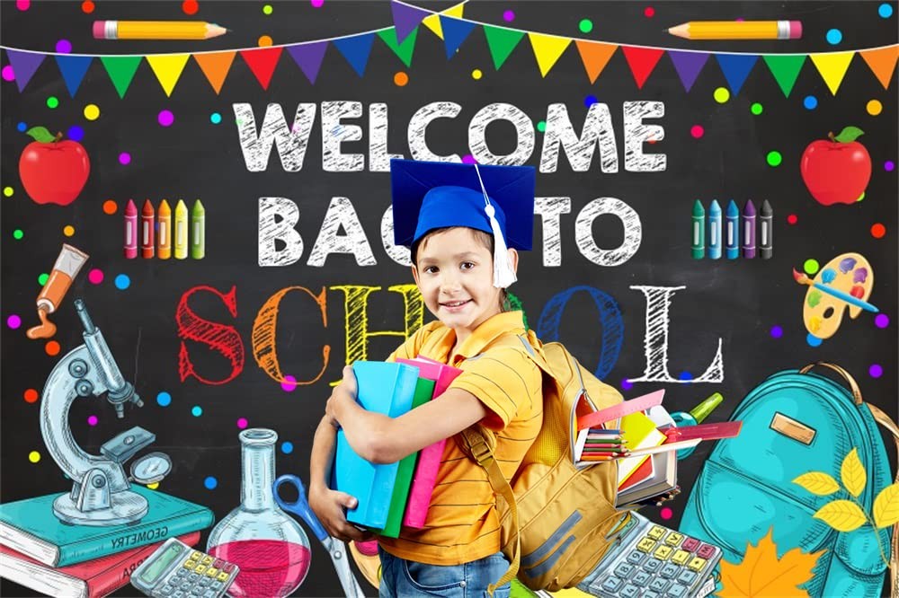7x5ft Welcome Back to School Backdrop Colorful Teachers Students Online Teach…