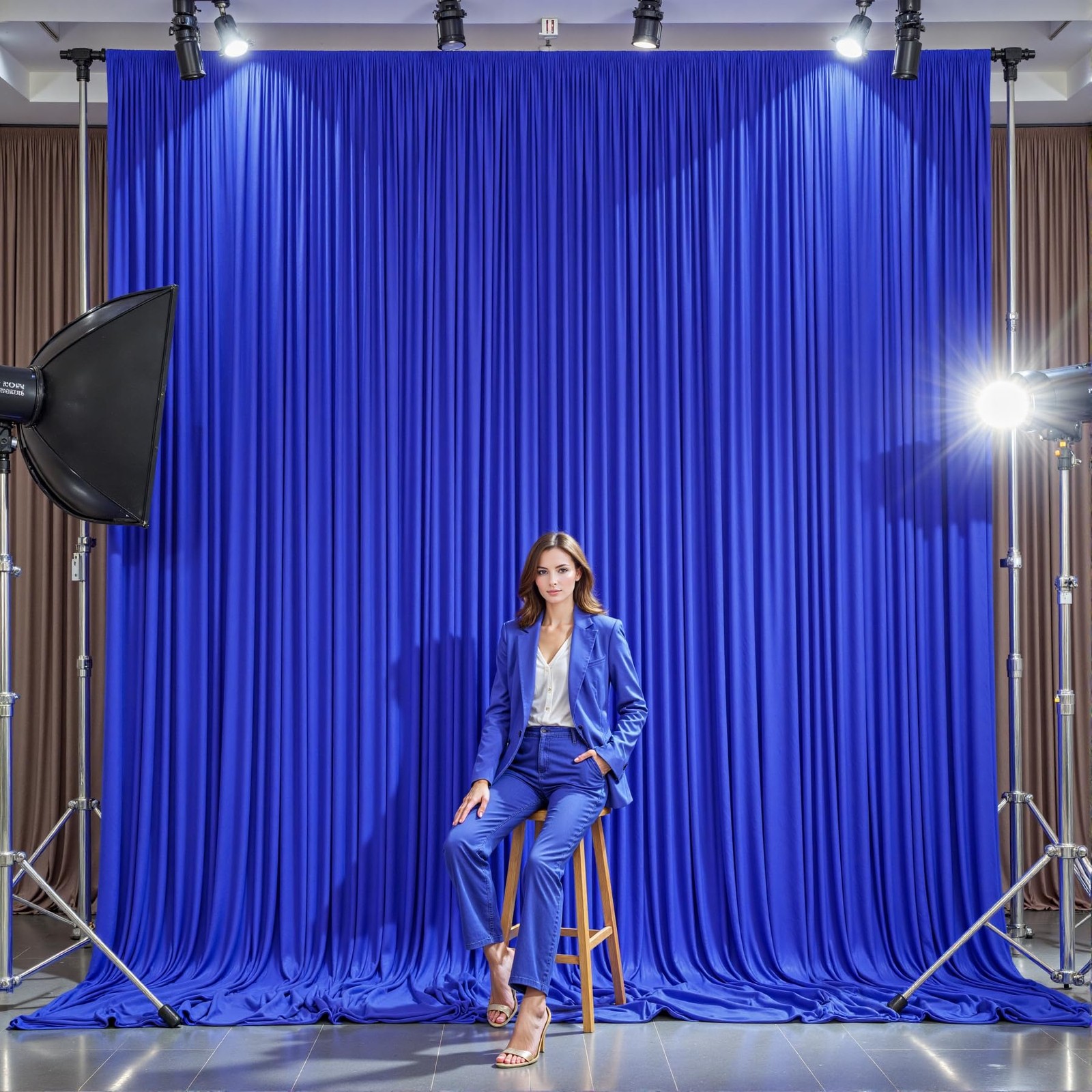 10 Panels Royal Blue Backdrop Curtains – W4′ x H10′(10 panels),
