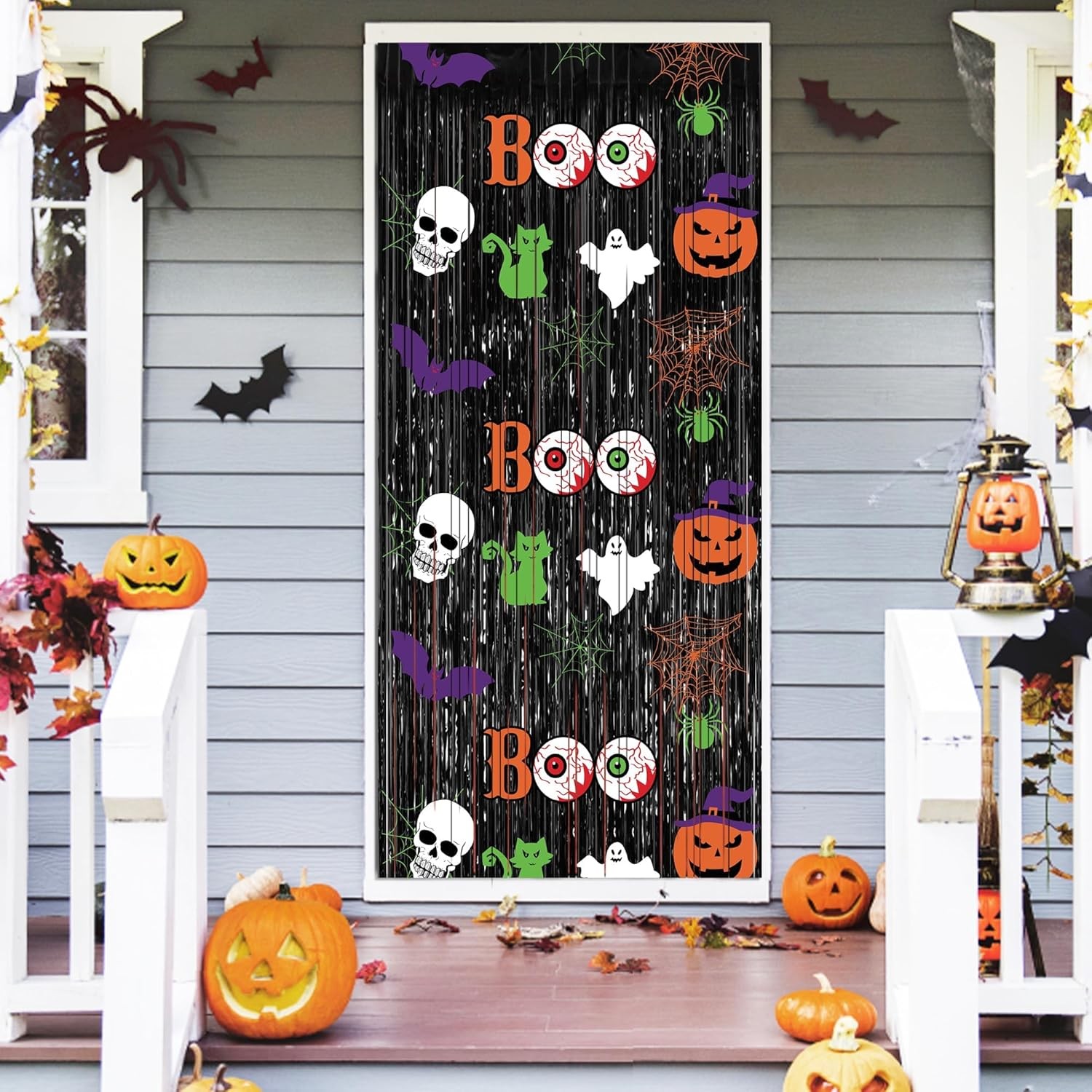 Halloween Party Decorations, 2 Pack Scary Black Foil Fringe…