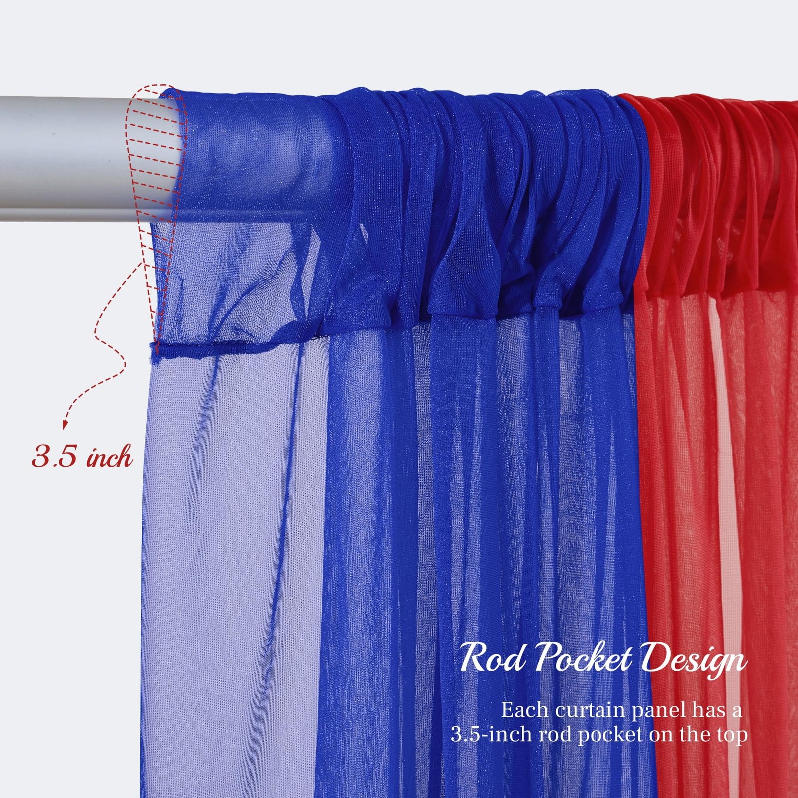 10x10ft Royal Blue Red Tulle Backdrop Curtain with Lights String for Parites,…