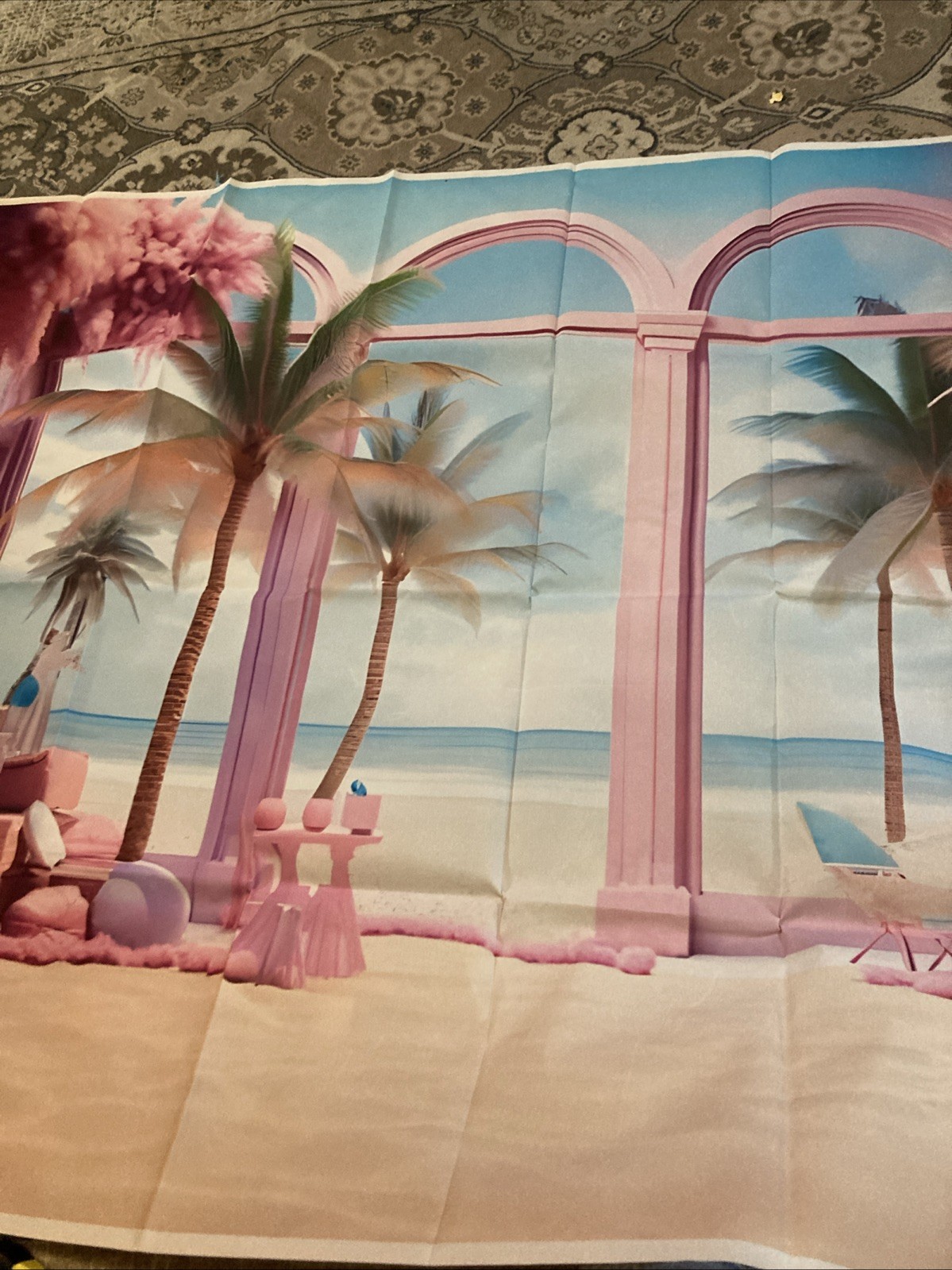 Summer Beach Backdrop Tropical Flower Palm Ocean Birthday 5×3