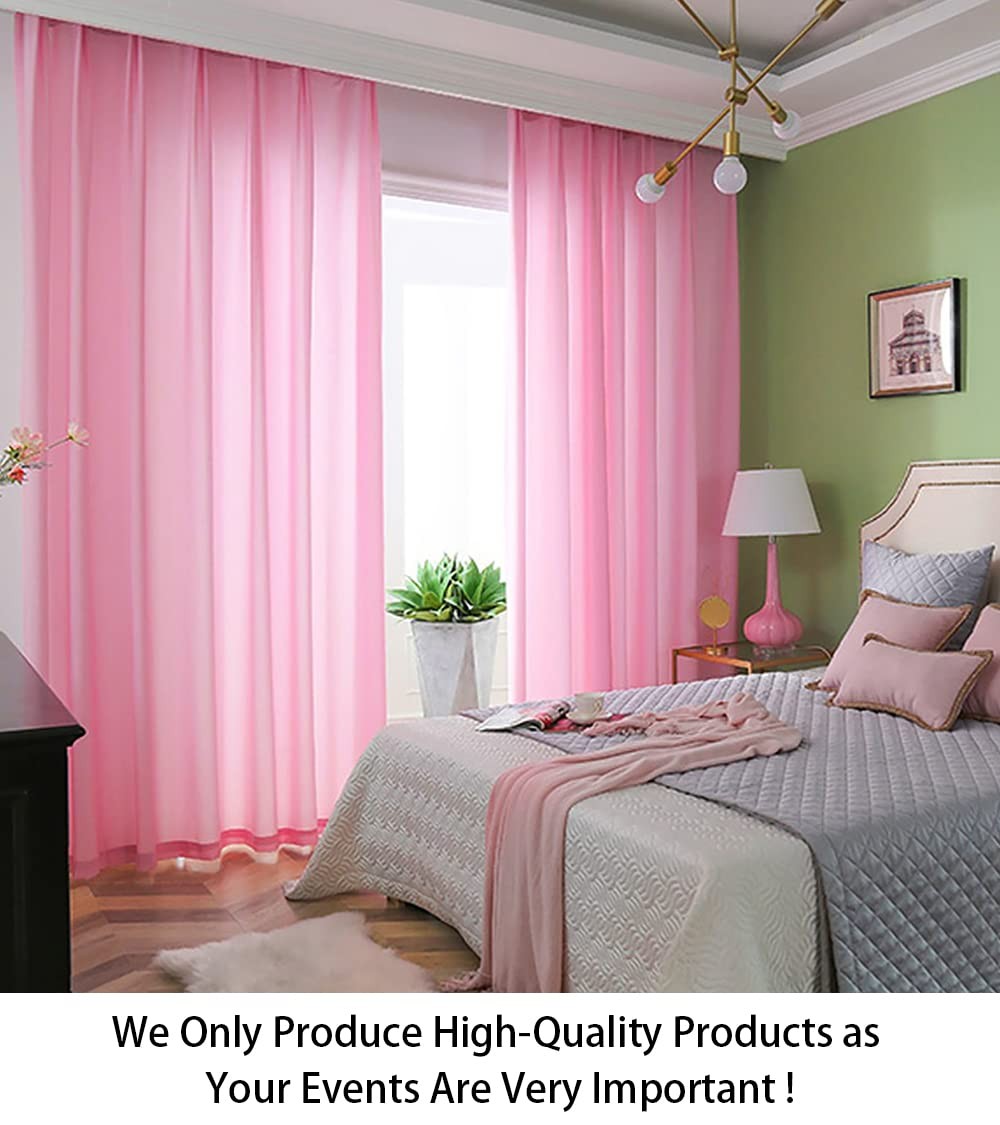Pink Semi Sheer Curtains 2 Panels 84 Inch Rod Pocket Chiffon Backdrop Drapes