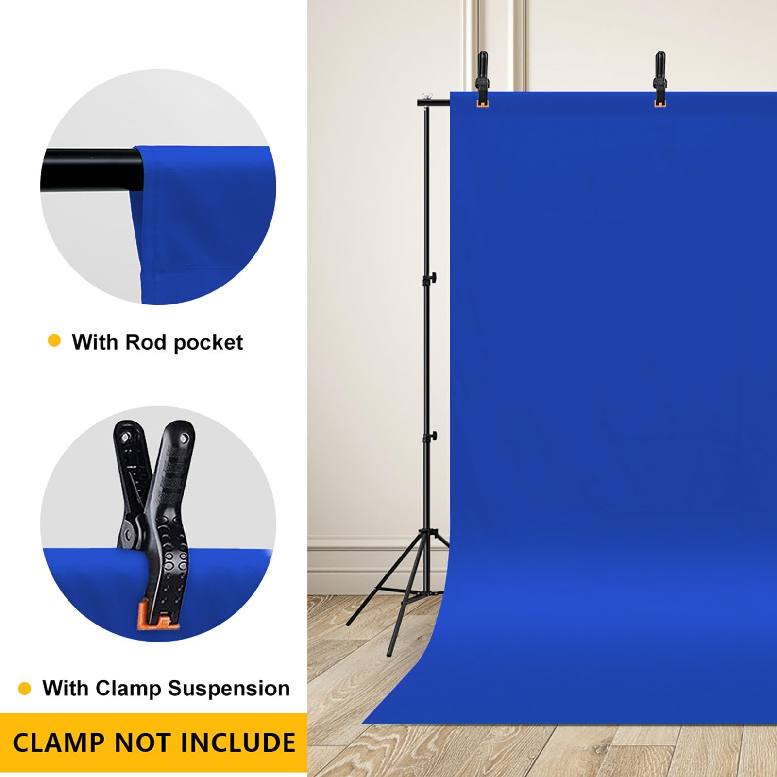 10x12ft Royal Blue Screen Backdrop for Photography, Large Seamless Polyester …