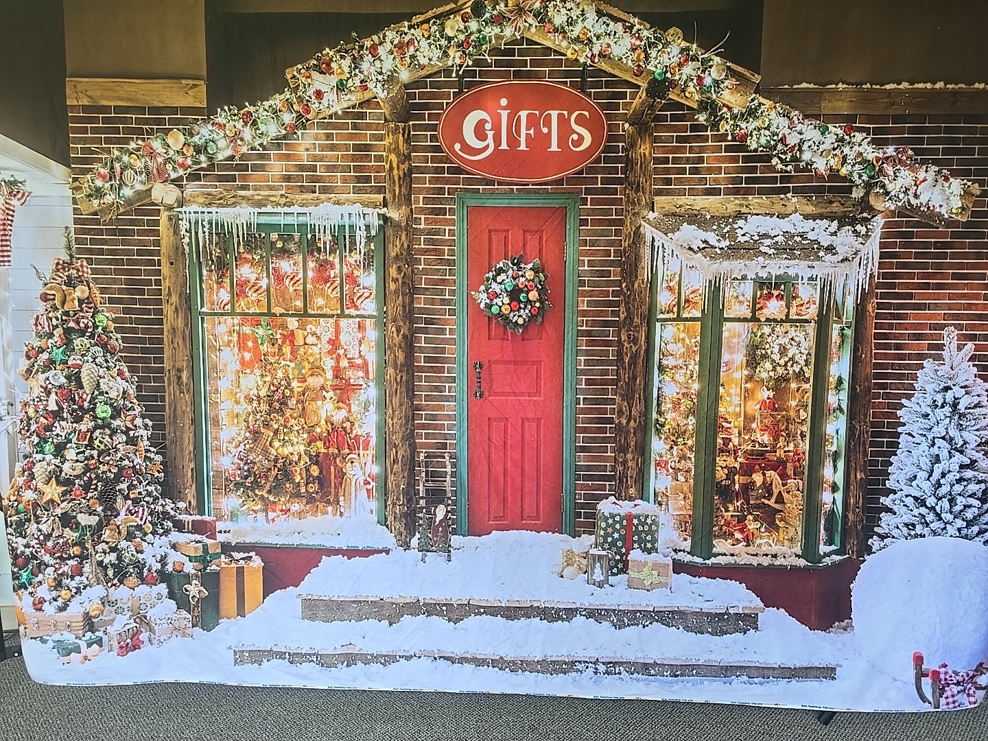 Kate Backdrop Fabric 5′ x 7′ Christmas Store Snow Photography Wrinkle Resistant