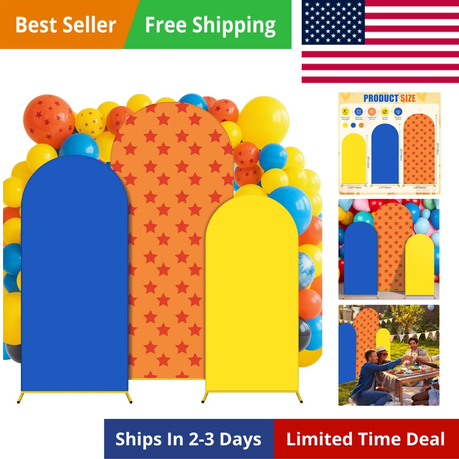 3 Pcs Anime Arch Backdrop Cover Set 4Ft 5Ft 6Ft Red Star Birthday Party Decor…