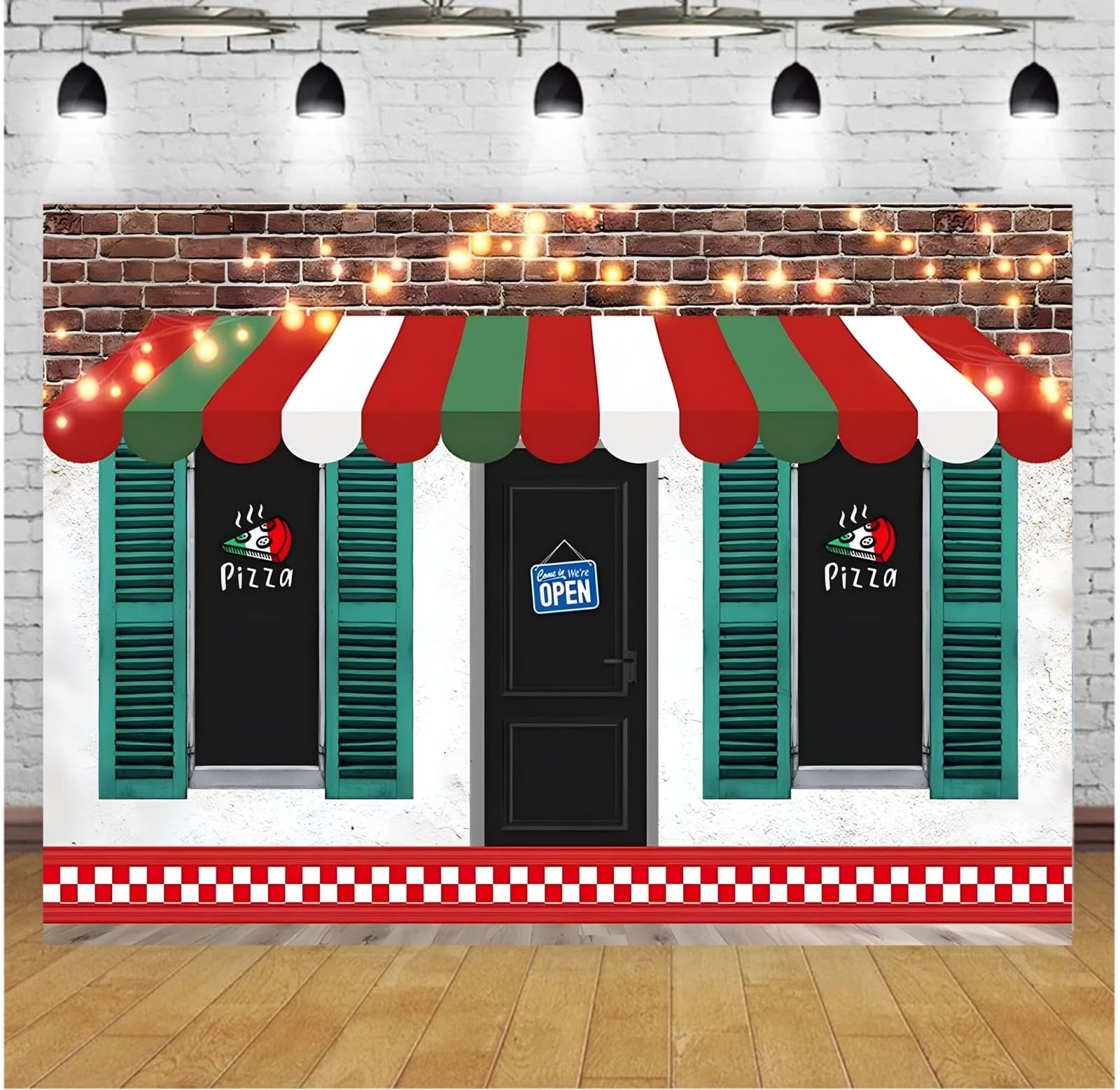Glitter Red Wall Pizzeria Photography Backdrop Birthday 7ft×5ft,