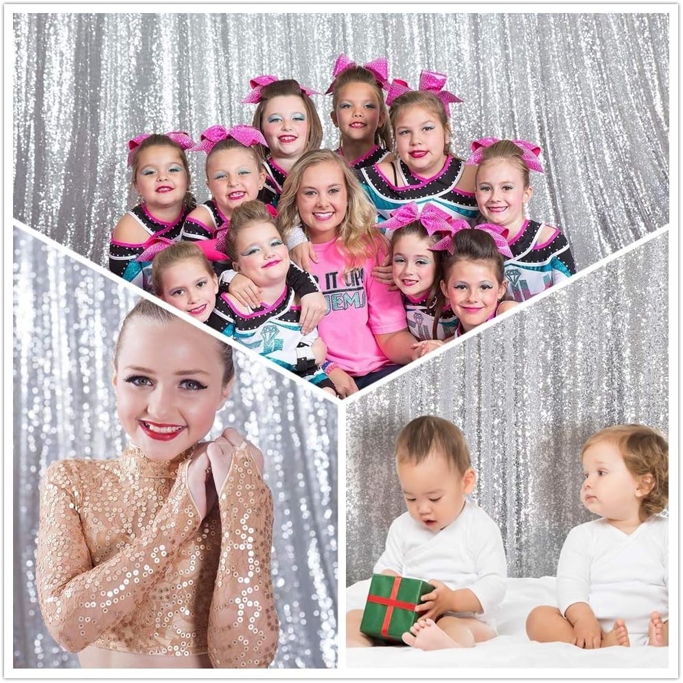 6×6 Ft Glittering Silver Sequin Backdrop for Weddings, Parties & Celebrations