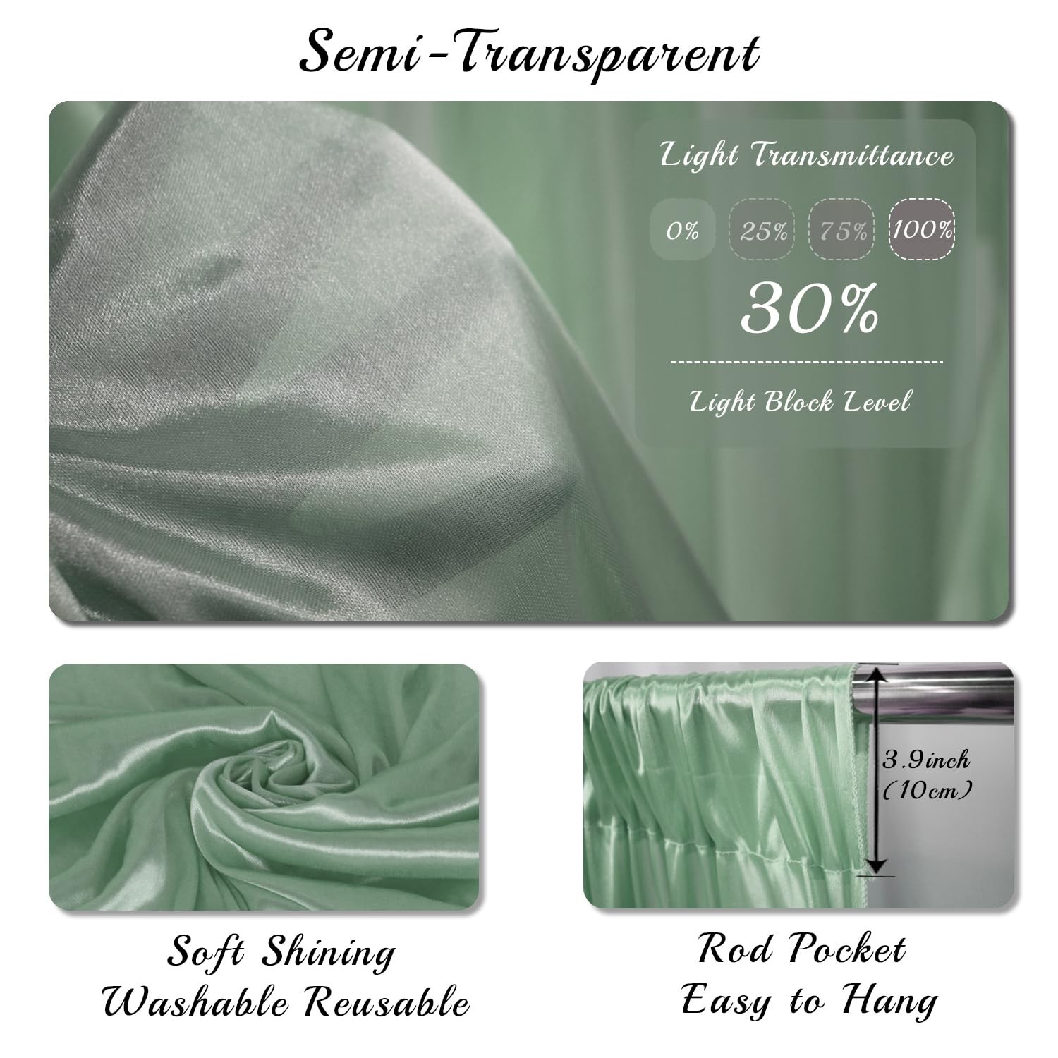 SweetEasy 2packs 5x10ft Photography Backdrop 2pcs 5ft(W)*10ft(H), Sagegreen