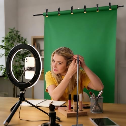 8×5 ft Adjustable Green Screen Backdrop Kit with Stand, Photo Background 5×8 ft