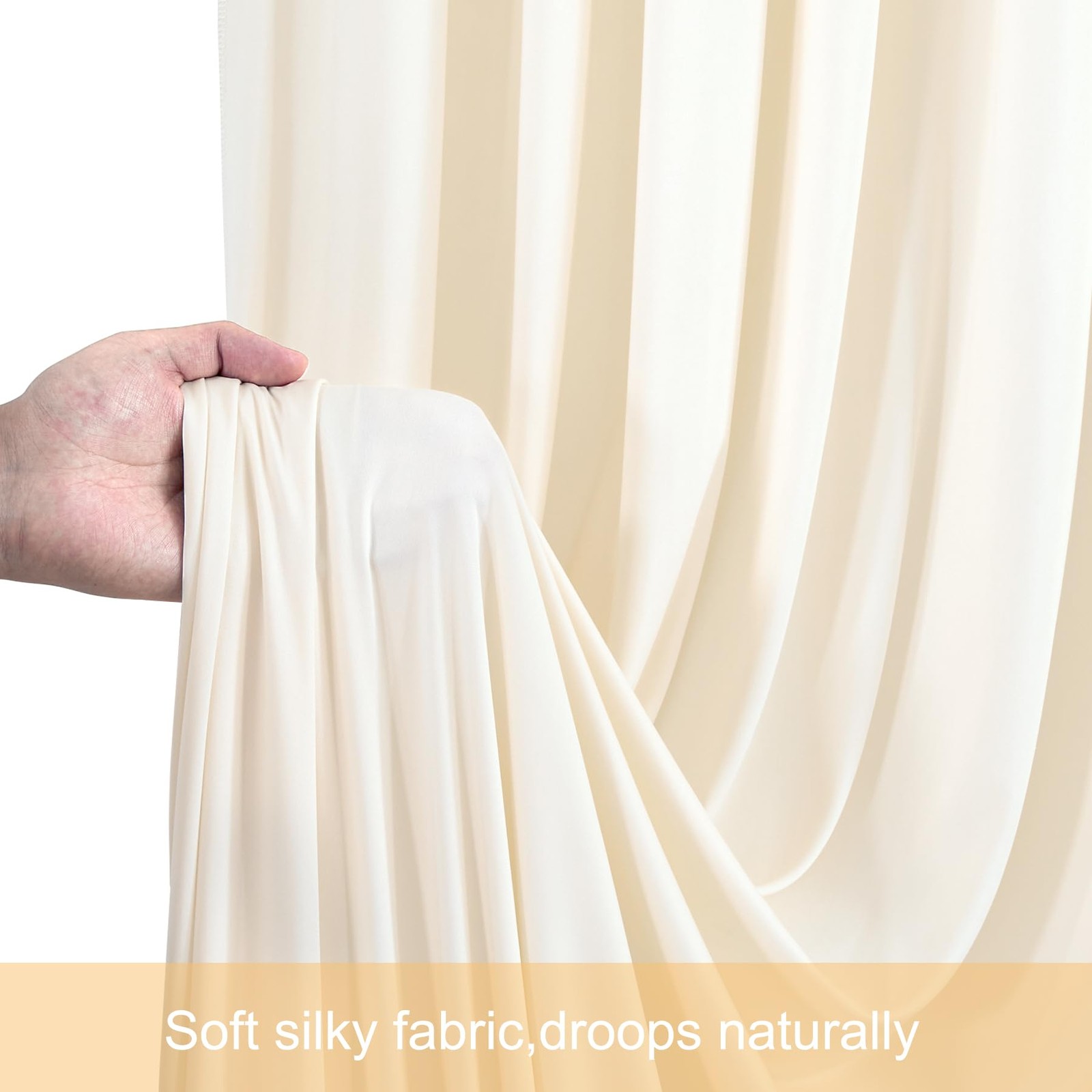 40ft x 15ft Champagne Wrinkle Free 5′(W) x 15′(H), 8 panels,