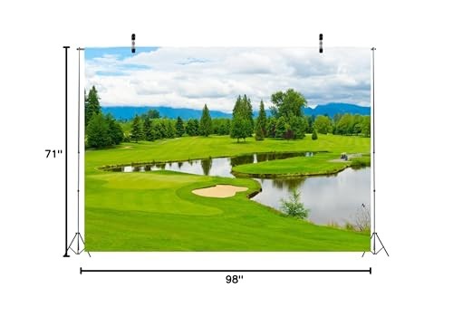 BELECO 8x6ft Fabric Golf Course Backdrop – Green Grass Lawn 8x6FT, A10957