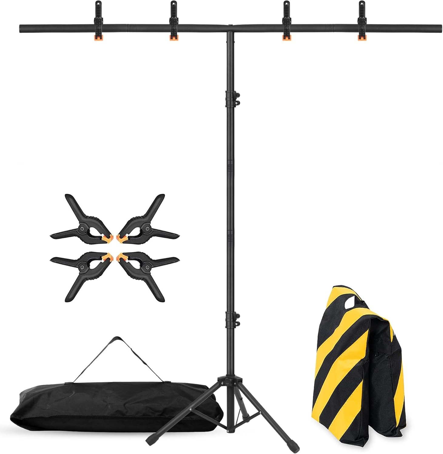 T-Shape Portable Backdrop Stand, 6.5×3.2ft Adjustable Photo Background Stand Kit