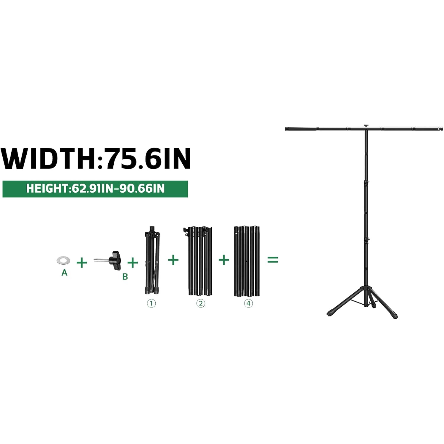 3-in-1 Portable Backdrop Stand Adjustable Background Banner Holder Tripod Metal