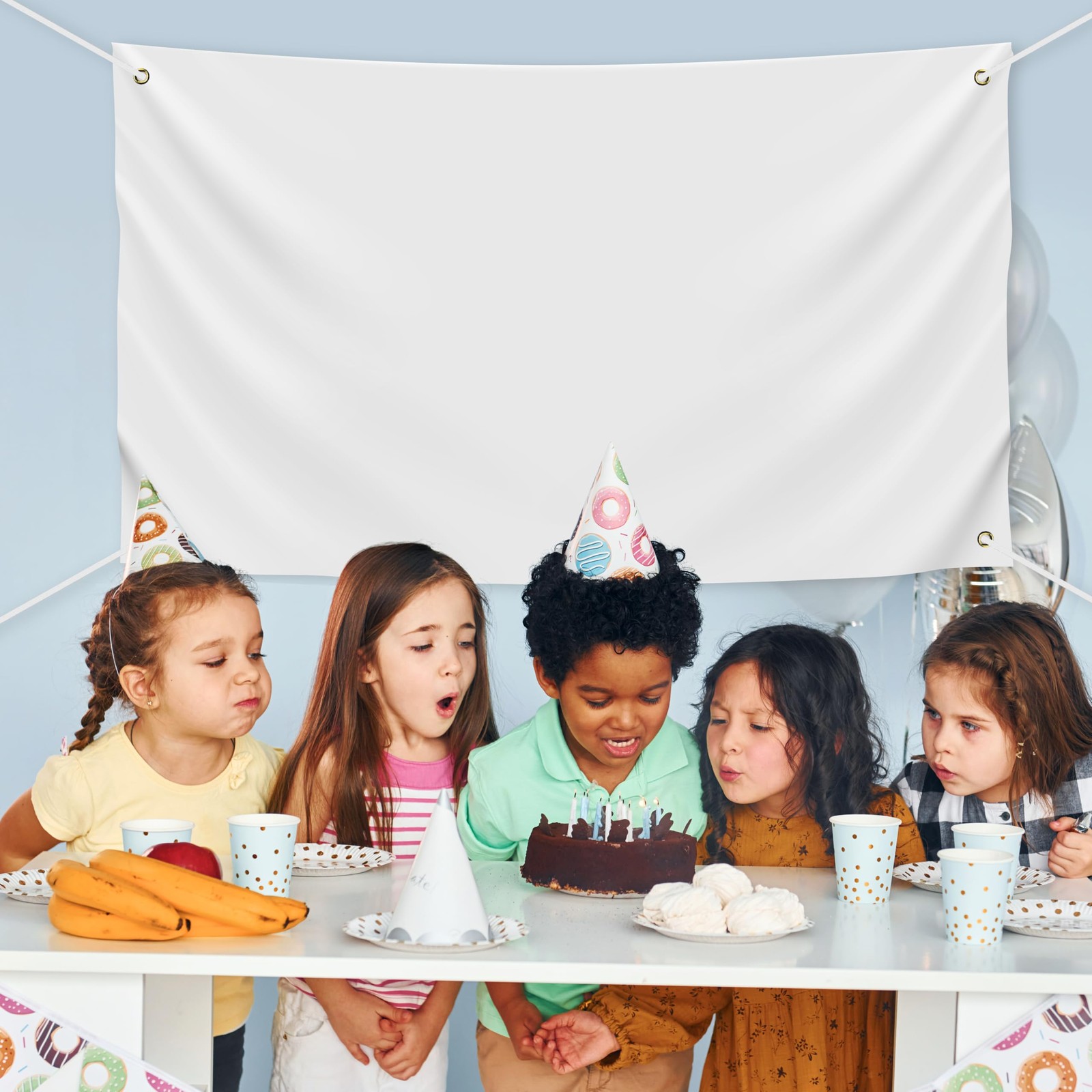 Blank DIY Banners Polyester Oxford Cloth White Banner with Hanging Rope for W…
