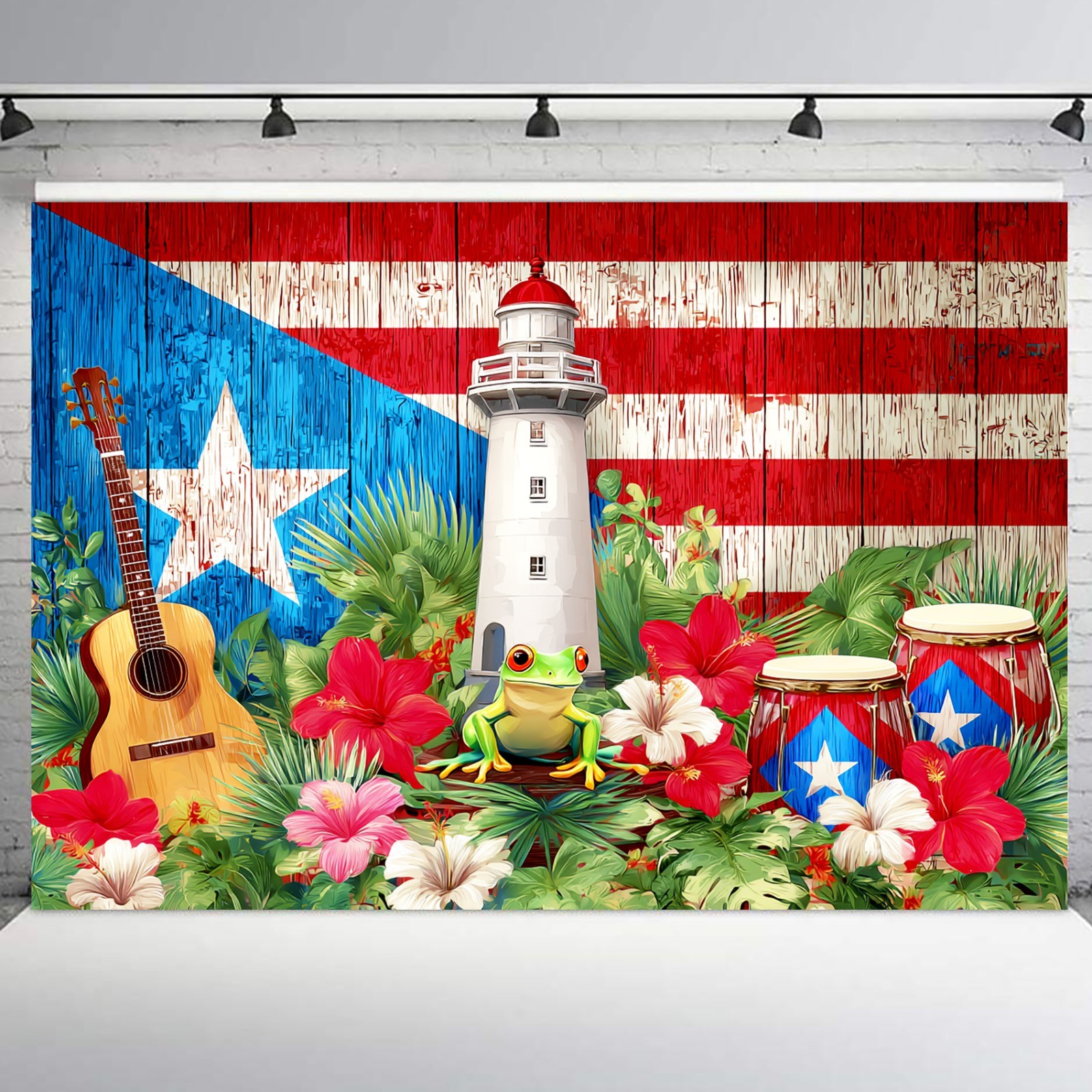 10x8ft Puerto Rico Backdrop Puerto Rico Flag Lighthouse Photo Background