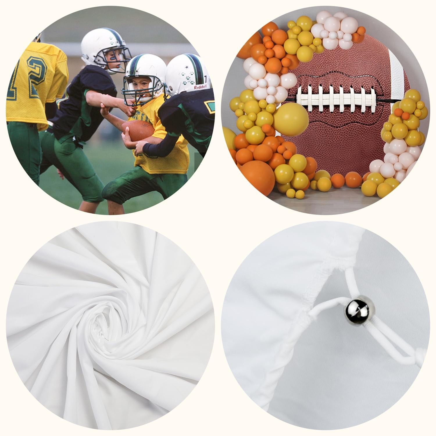 Diameter 5ft Rugby Round Backdrop Cover Football Touchdown Sports Theme Circl…