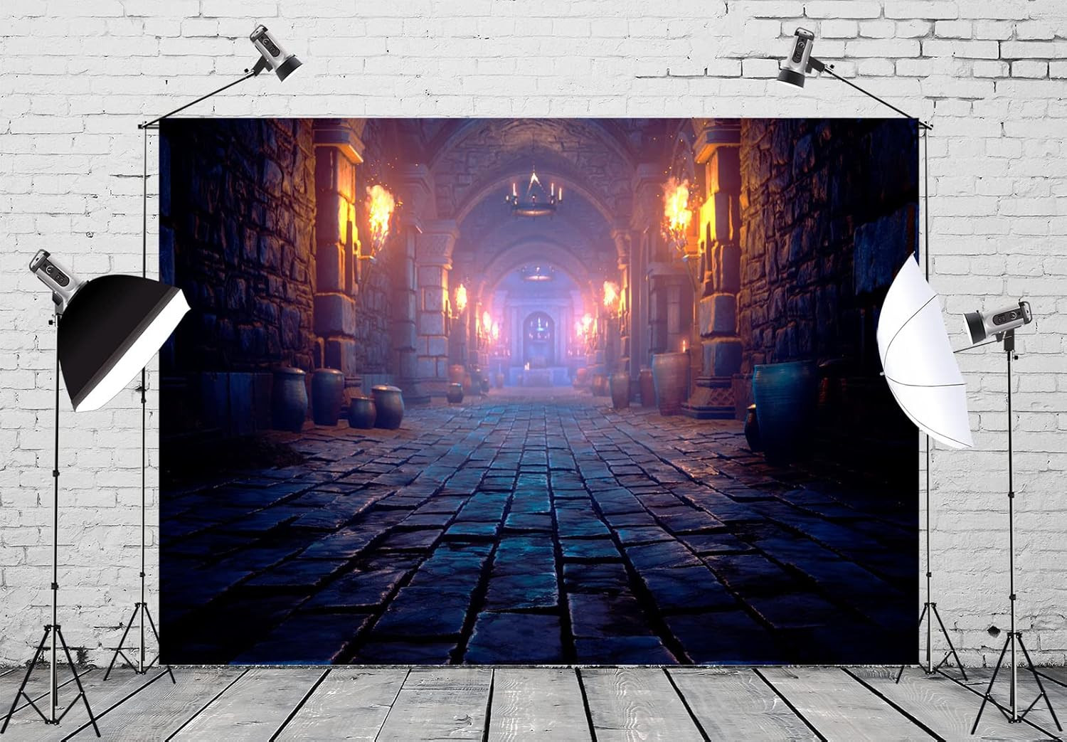 7X5Ft Fabric Scary Medieval Catacombs Photography Backdrop Endless