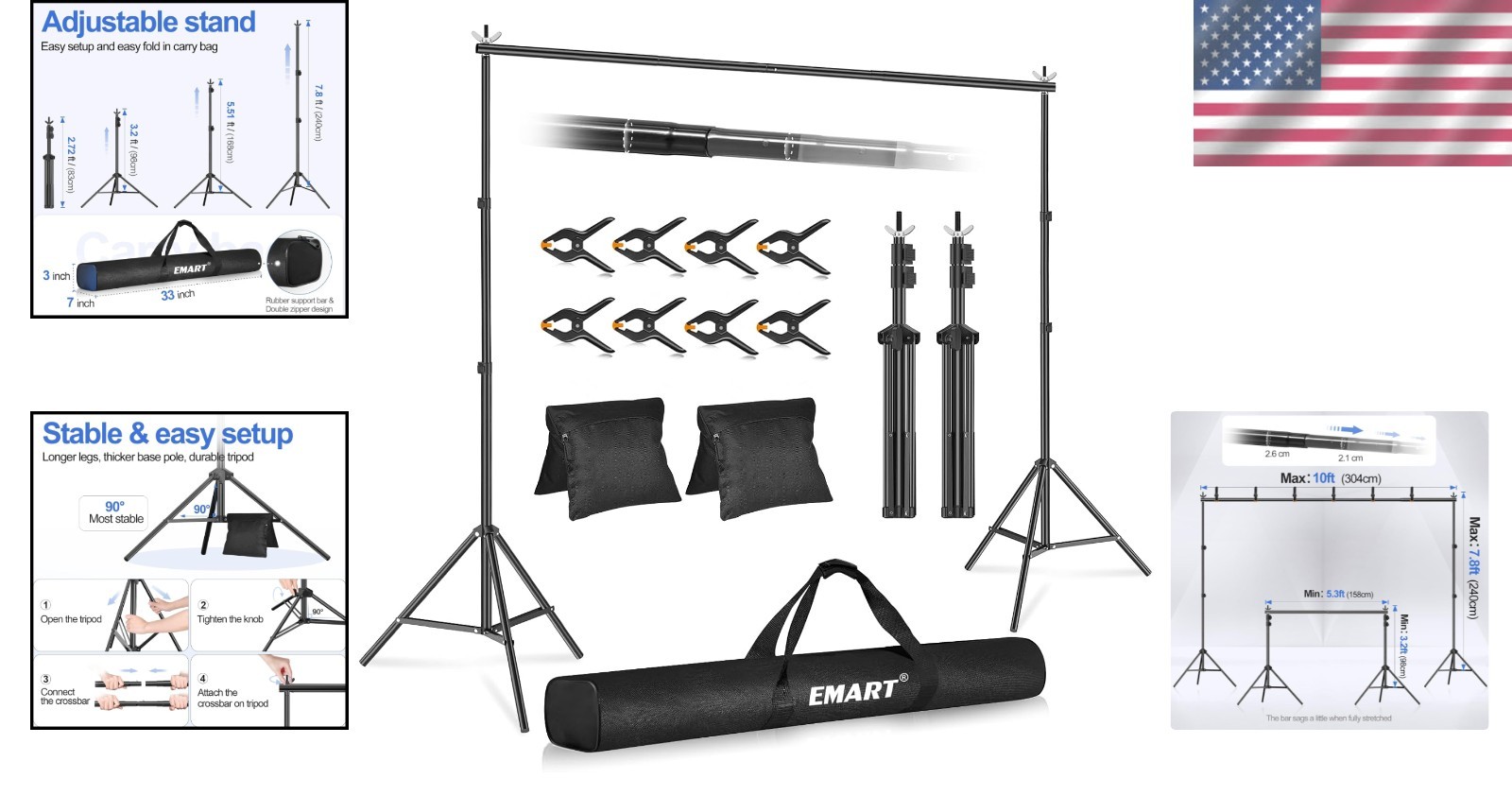 Professional Grade 10×7.8ft Backdrop Support Stand for Events & Weddings