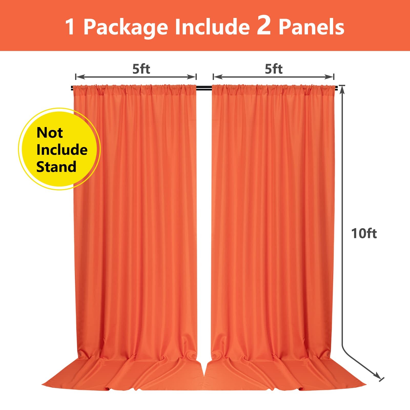 MYSKY HOME 10ft x 10ft Curtains Orange Backdrop Curtains for Parties Wedding