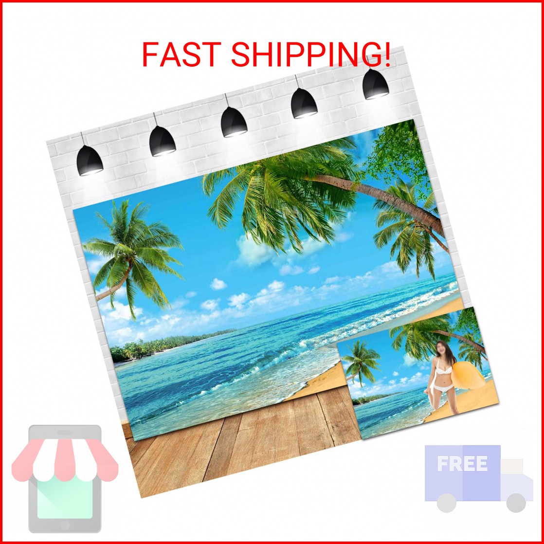 Summer Tropical Hawaii Palm Tree Or Beach Photography Backdrops 7X5FT Blue Sea S