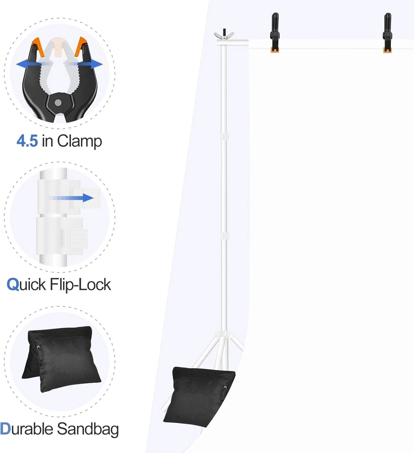 Backdrop Stand 10×8.5ftWxH Photo Studio Adjustable Background Stand Support k…