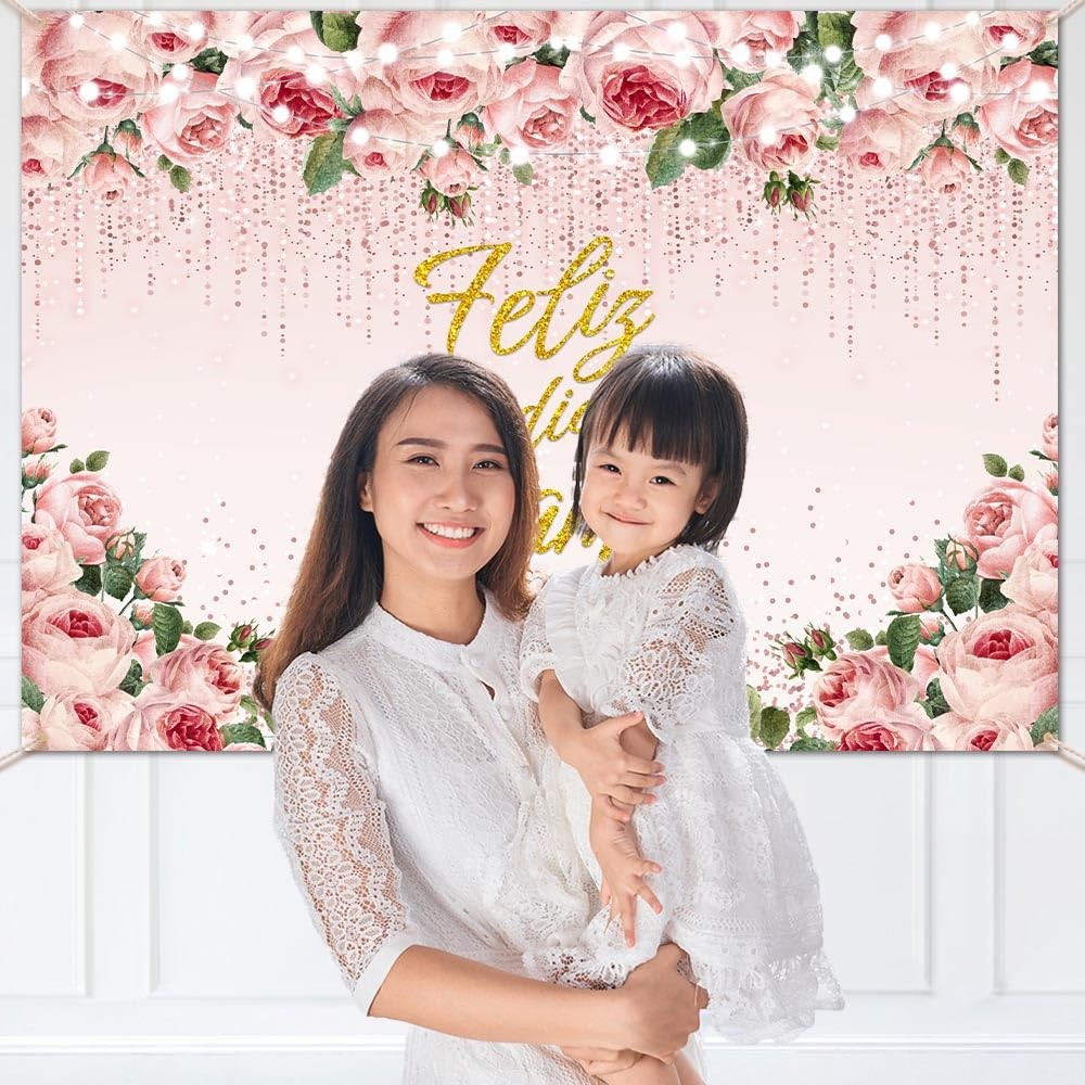 7x5ft Feliz Dia Mama Backdrop Mexican Happy Mother’s Day Photography Background.
