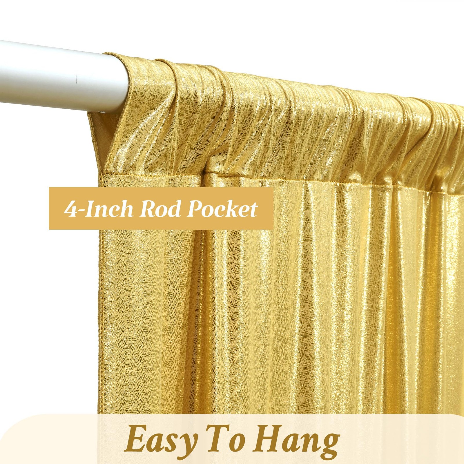 Gold Sequin Backdrop Curtain 40x10ft 5′(W) x 10′(H), 8 panels,