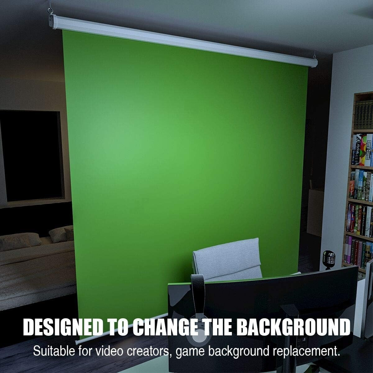 Green Screen 75×79 Wall Mount Pull Down Retractable Chroma Key Backdrop