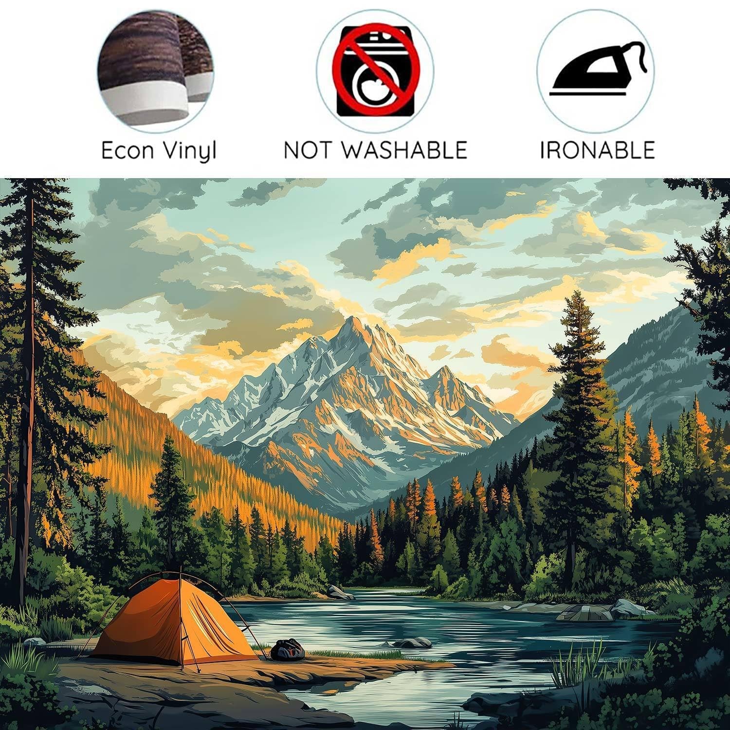 10X8ft Nature Mountain Forest Camping Backdrop Scene Orange Tent Camping Adve…