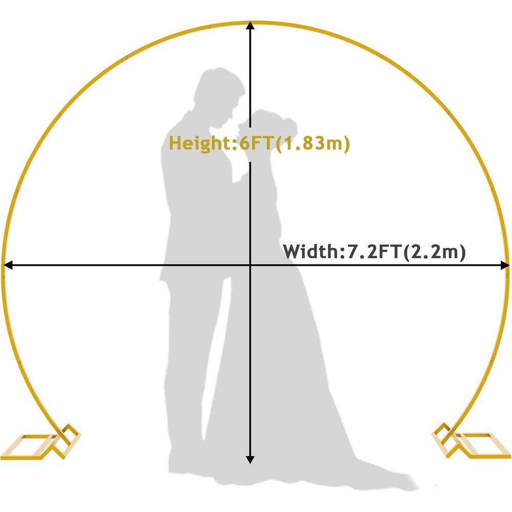 7.2 Ft. round Metal Abror Circle Backdrop Stand Gold Sturdy Wedding Arch Frame f