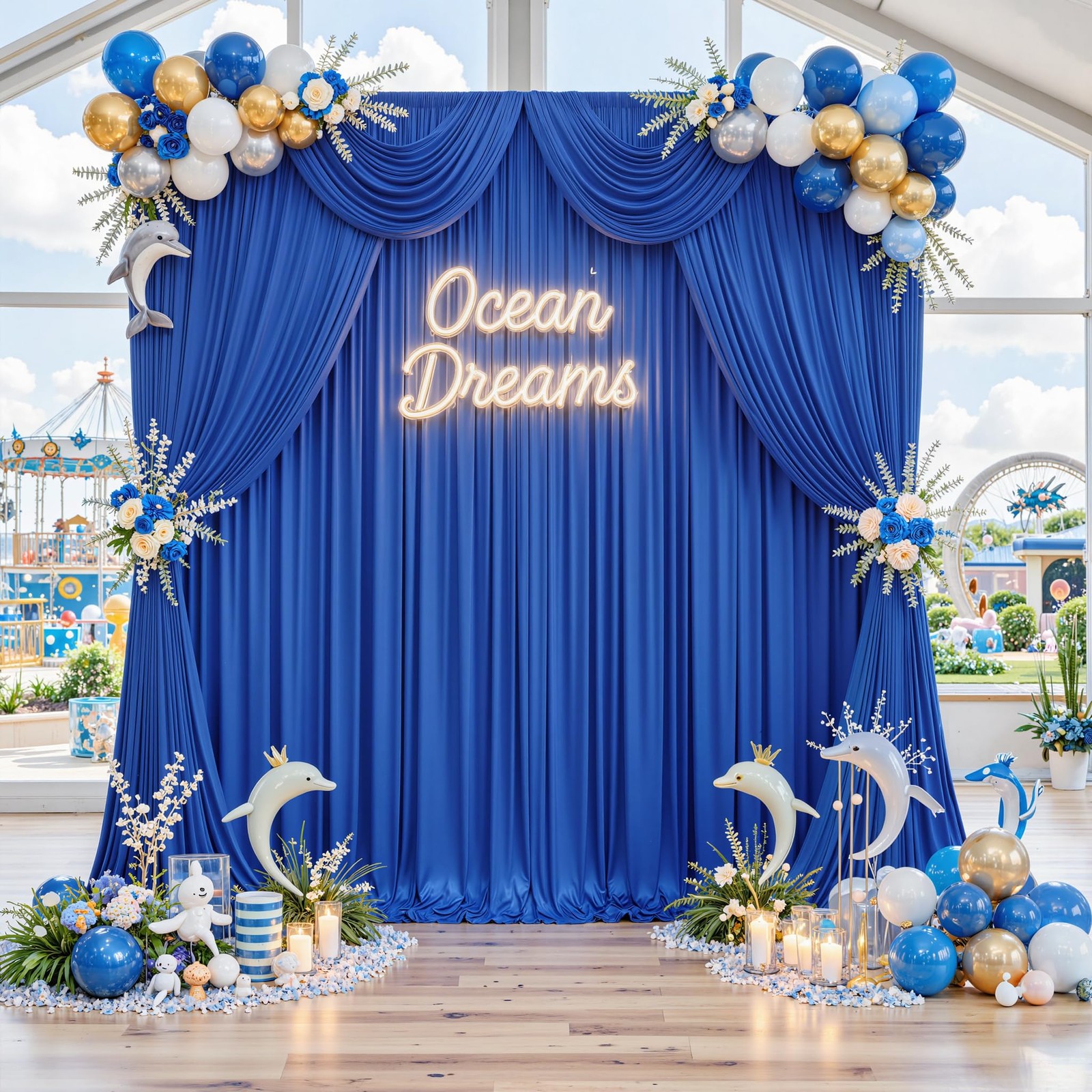 10ft x 10ft Wrinkle Free Royal Blue Backdrop Curtains for Party Stage Wedding…
